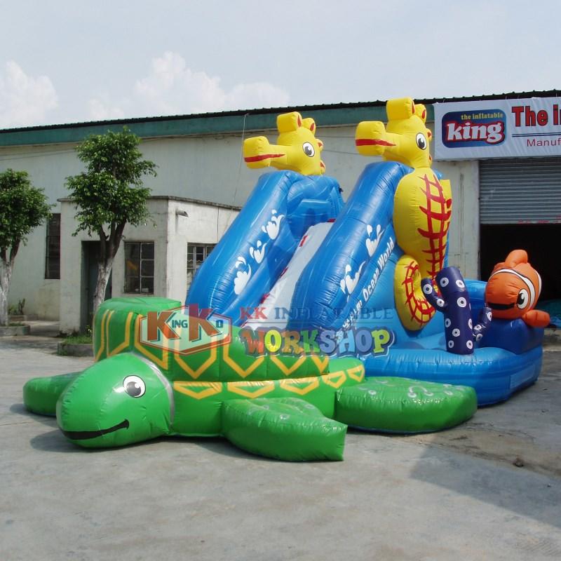 KK INFLATABLE fire truck shape inflatable slide colorful for playground-1