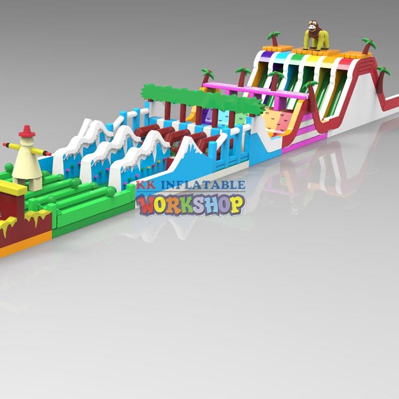 custom inflatable theme playground slide pool combination animal modelling for amusement park-1